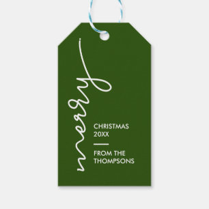 Étiquettes-cadeau Moderne Simple Joyeux Script de Noël Vert