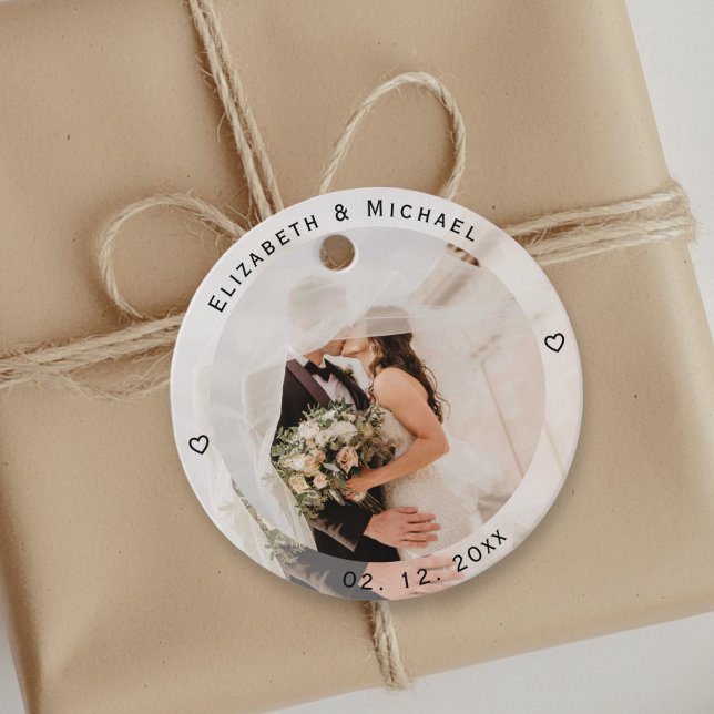Étiquettes Cadeau Moderne simple mariée et chambre photo Mariage mig (Créateur téléchargé)