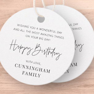 Étiquettes Cadeau Moderne Simple minimaliste Chic Joyeux Anniversair