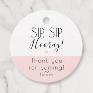 Étiquettes Cadeau Moderne Sip Sip Hourra, ouvrez le haut merci Cœur