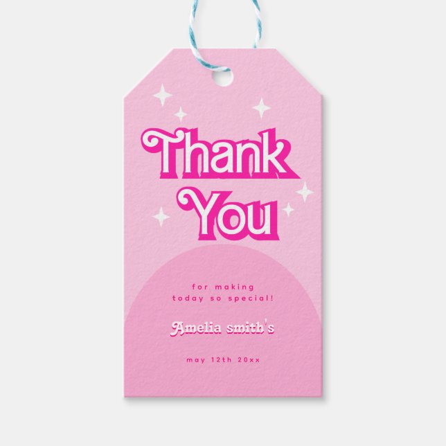 Étiquettes-cadeau moderne tendance merci Baby shower rose (Devant)