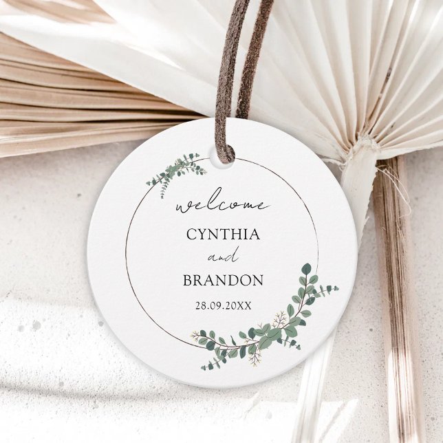 Étiquettes Cadeau Moderne verdure géométrique Mariage rustique (Créateur téléchargé)