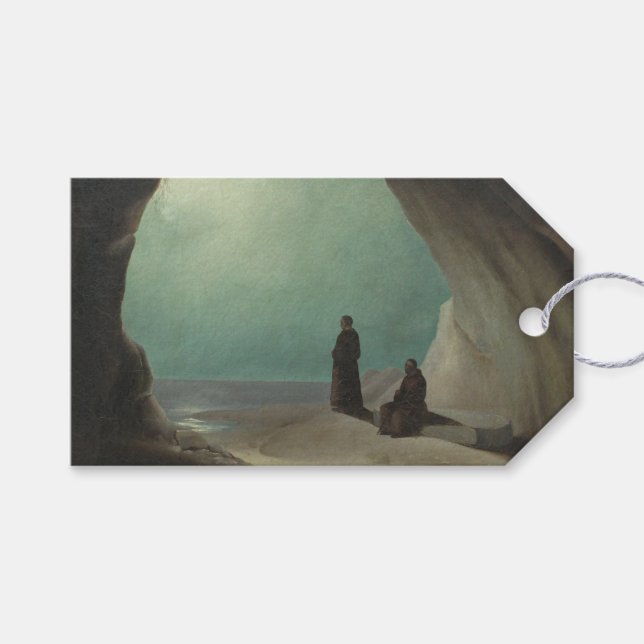 Étiquettes-cadeau Moines dans une Grotte (par Carl Blechen) (Devant (Horizontal))