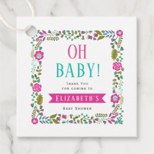 Étiquettes Cadeau Mon bébé ! Aqua, Merci à baby shower rose