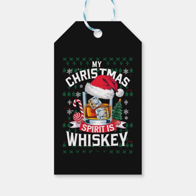 Étiquettes-cadeau Mon Esprit de Noël est Whiskey laide doux Noël P (Dos)
