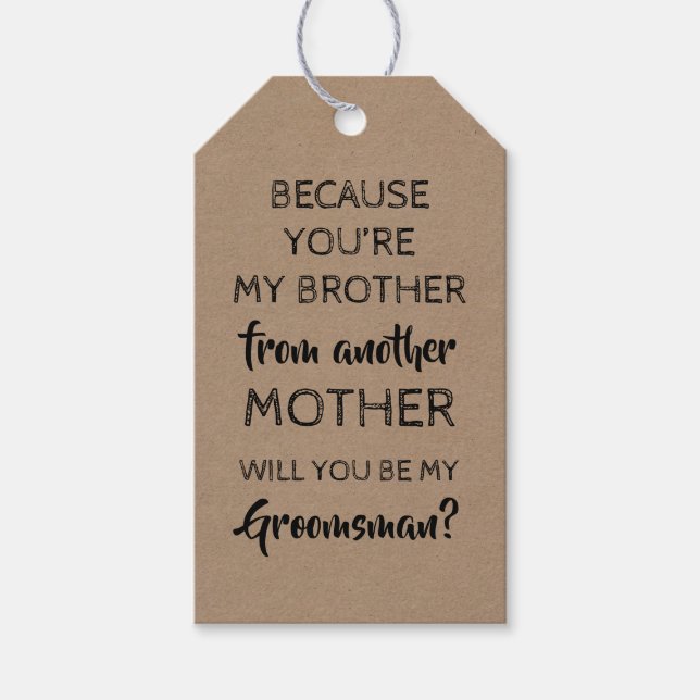 Étiquettes-cadeau Mon frère - Proposition de Groomsman joyeux et agr (Devant)