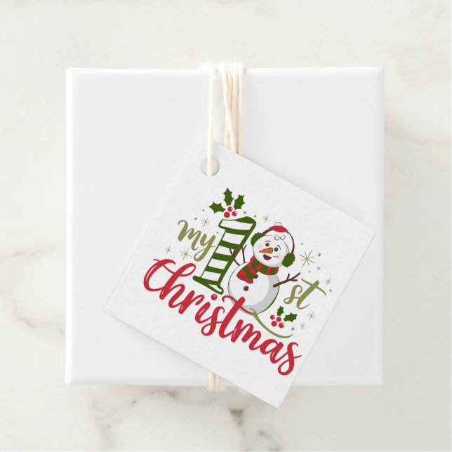 Étiquettes Cadeau Mon premier Noël (En situation)