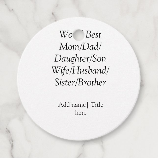 Étiquettes Cadeau Monde meilleur maman mari femme papa fille fils (Devant)
