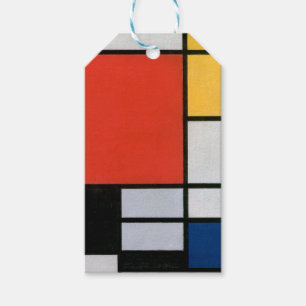 Étiquettes-cadeau Mondrial Composition Rouge Jaune Bleu Noir