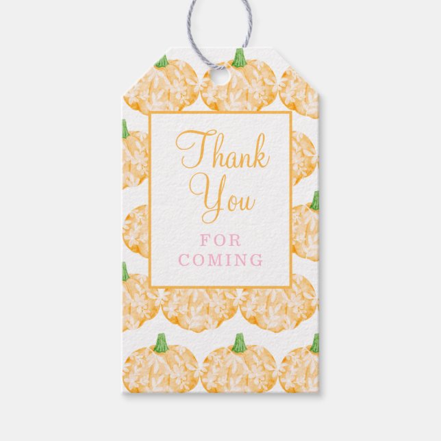 Étiquettes-cadeau Monogram Preppy Citrouille annonce Thanksgiving (Devant)