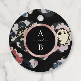Étiquettes Cadeau monogramme abstrait noir classique moderne