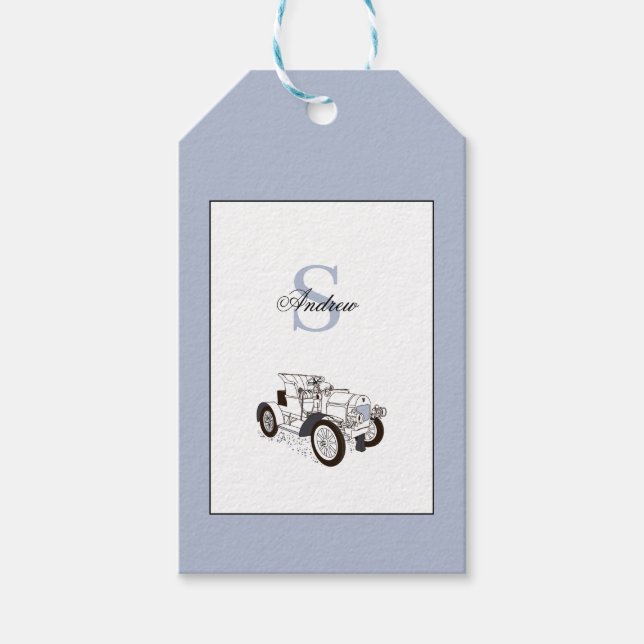 Étiquettes-cadeau Monogramme Cartes Graphiques Personnalisées Voitur (Devant)