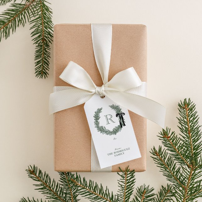 Étiquettes-cadeau Monogramme classique Cimier de couronne (Créateur téléchargé)