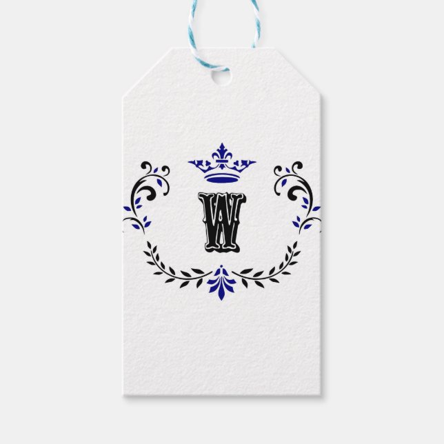 Étiquettes-cadeau Monogramme de couronne 'W' (Devant)