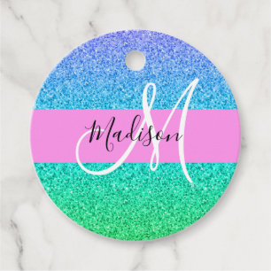 Étiquettes Cadeau Monogramme de reflet de reflet de la Parties scint