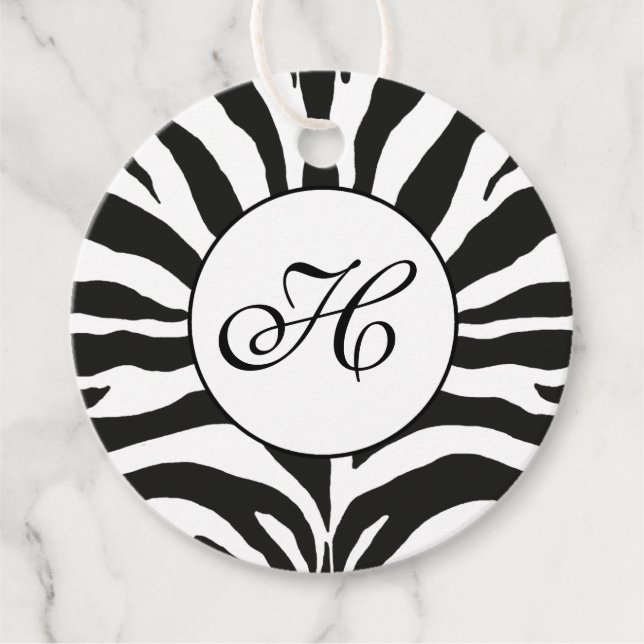 Étiquettes Cadeau Monogramme d'impression Zebra (Devant)