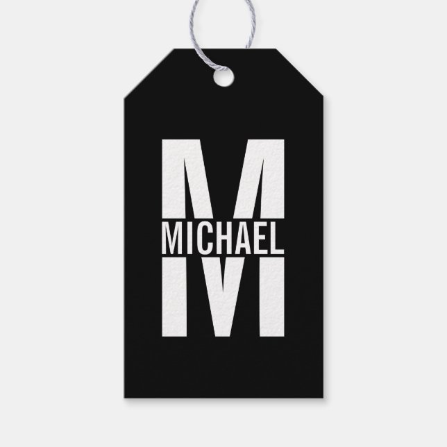 Étiquettes Cadeau Monogramme et Nom personnalisés (Devant)