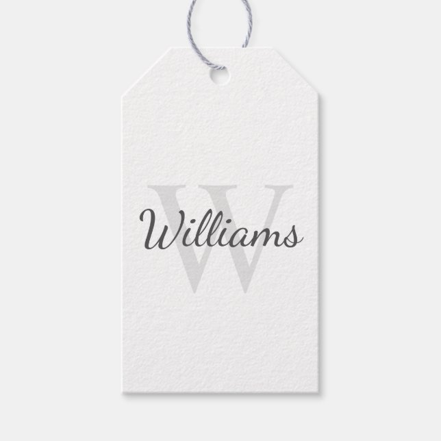 Étiquettes-cadeau Monogramme et nom personnalisés (Devant)