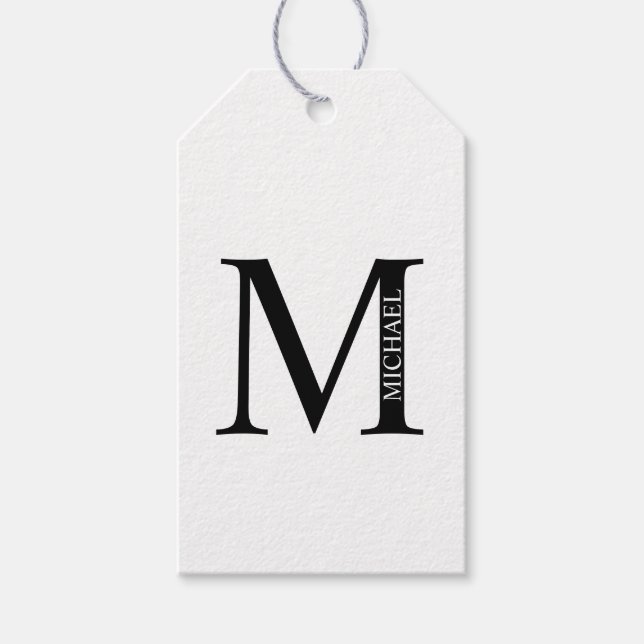 Étiquettes Cadeau Monogramme et Nom personnalisés (Devant)