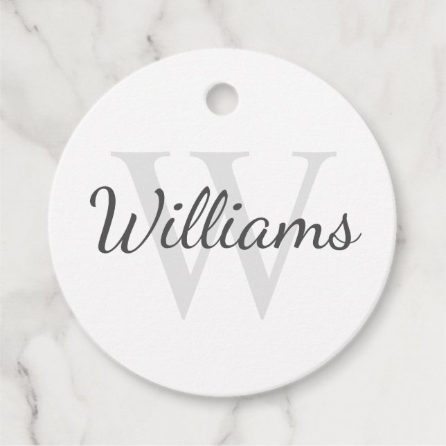 Étiquettes Cadeau Monogramme et nom personnalisés classiques (Devant)