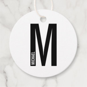 Étiquettes Cadeau Monogramme et nom personnalisés gras modernes