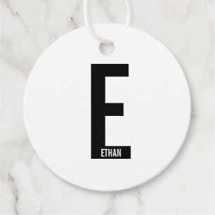 Étiquettes Cadeau Monogramme et nom personnalisés gras modernes