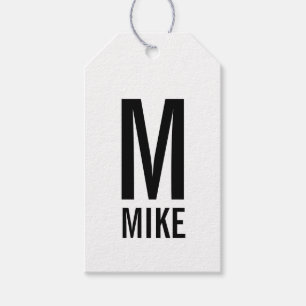 Étiquettes-cadeau Monogramme et nom personnalisés modernes