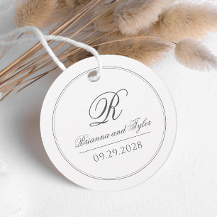 Étiquettes Cadeau Monogramme Mariage classique simple