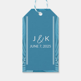 Étiquettes-cadeau Monogramme mariage   Turquoise tropical