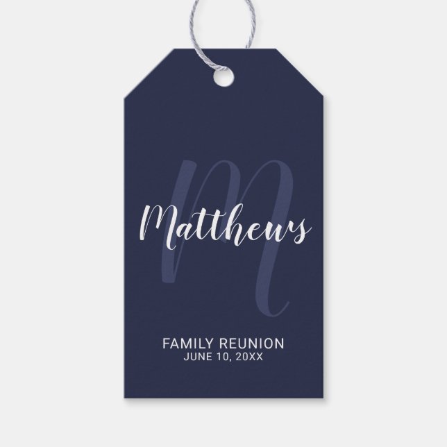Étiquettes-cadeau Monogramme moderne personnalisé et nom de famille (Devant)