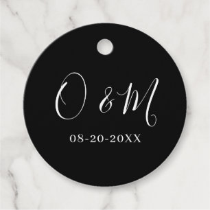 Étiquettes Cadeau Monogramme noir minimaliste élégant Mariage classi