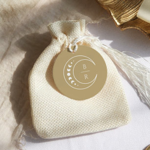 Étiquettes Cadeau Monogramme or Mariage de monogramme céleste