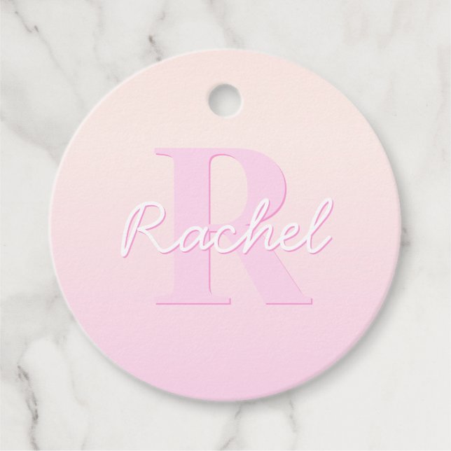 Étiquettes Cadeau Monogramme personnalisable | Ombre de la pêche et  (Devant)