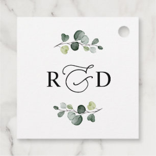 Étiquettes Cadeau Monogramme Remerciement de Mariage Floraison Rusti