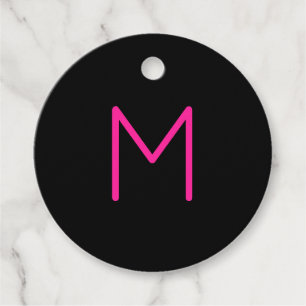 Étiquettes Cadeau Monogramme rose et noir moderne modifiable