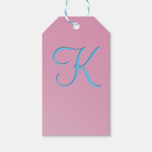 Étiquettes-cadeau Monogramme rose tridimensionnel