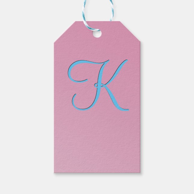 Étiquettes-cadeau Monogramme rose tridimensionnel (Devant)