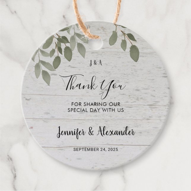 Étiquettes Cadeau Monographie botanique rustique mariage photo merci (Devant)