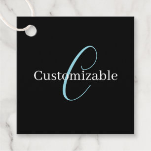 Étiquettes Cadeau Monographie de script cursive modifiable noir bleu