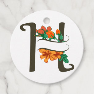Étiquettes Cadeau Monographie florale H lettre majuscule