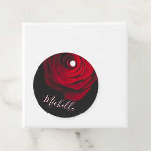 Étiquettes Cadeau Monographie personnalisée rouge rose vintage photo