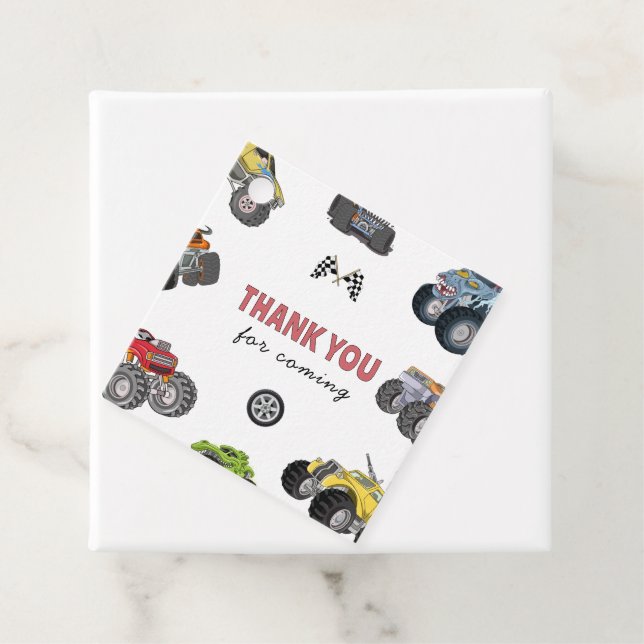 Étiquettes Cadeau Monster truck, boy any age birthday (En situation)