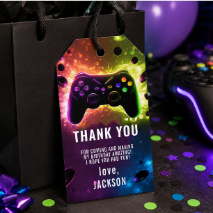 Étiquettes-cadeau Montez d'un niveau ! Fête d'anniversaire de jeu v