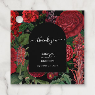 Étiquettes Cadeau Moody Florals Arc Noir Bourgogne Rouge Mariage