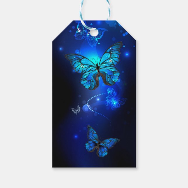 Étiquettes-cadeau Morpho Butterfly in the Dark Background (Devant)
