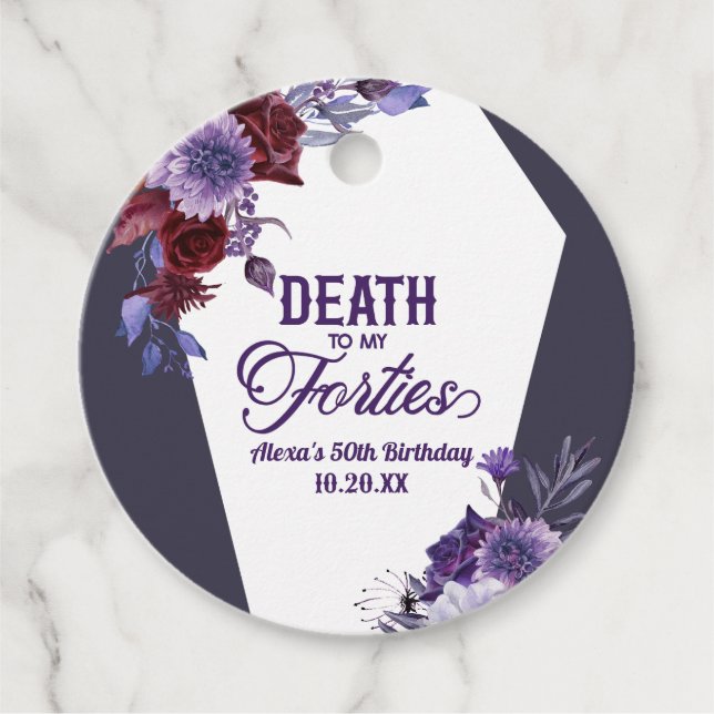 Étiquettes Cadeau Mort à mes quarante Floral 50e Anniversaire (Devant)