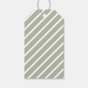 Étiquettes-cadeau Motif à cinq bandes vert et blanc olive
