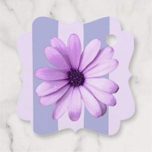 Étiquettes Cadeau Motif à rayures pastel avec des marguerites