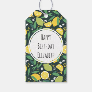 Étiquettes-cadeau Motif alimentaire de citron jaune et de citron ver