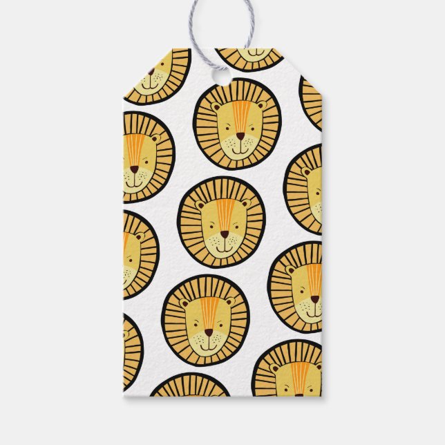 Étiquettes-cadeau Motif animal de la Jungle de Lion (Devant)